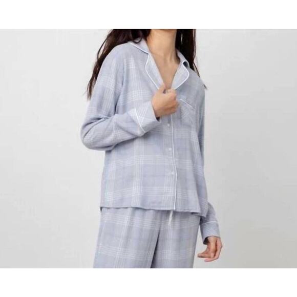Rails Clara Plaid Pajama Button Down Shirt Women’s Medium Sleep Cozy Lounge Blue - Picture 1 of 9